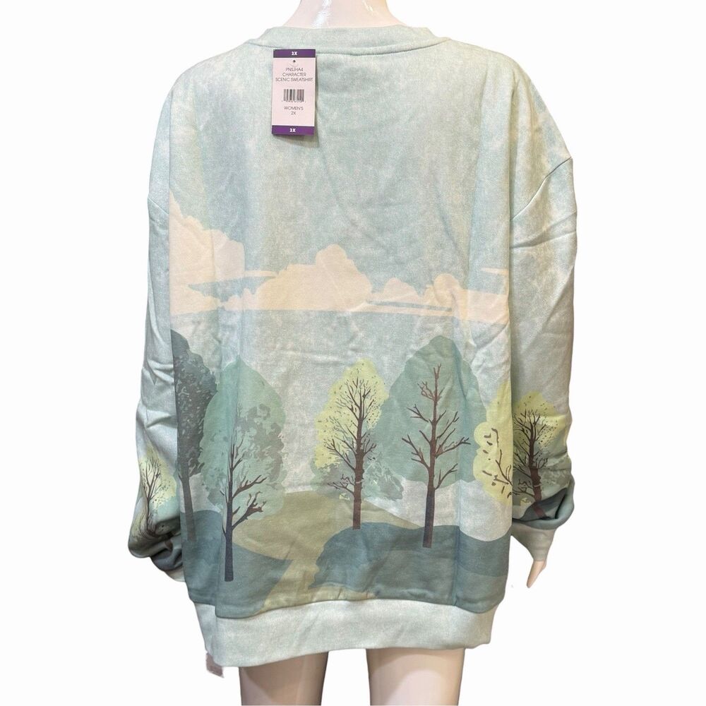 Peanuts Snoopy Scenic Camping Wilderness Forest Sweatshirt Sweater 2X New - Picture 4 of 8